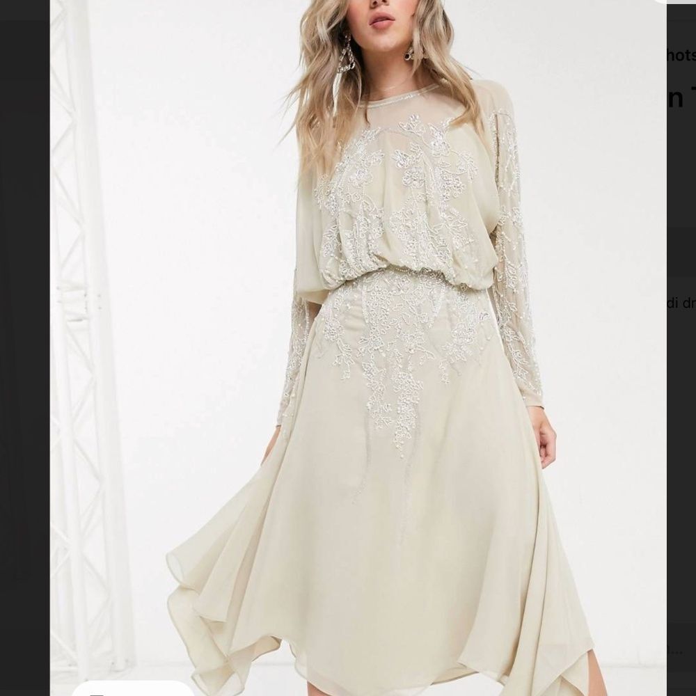 ASOS Cream Embellished Dress